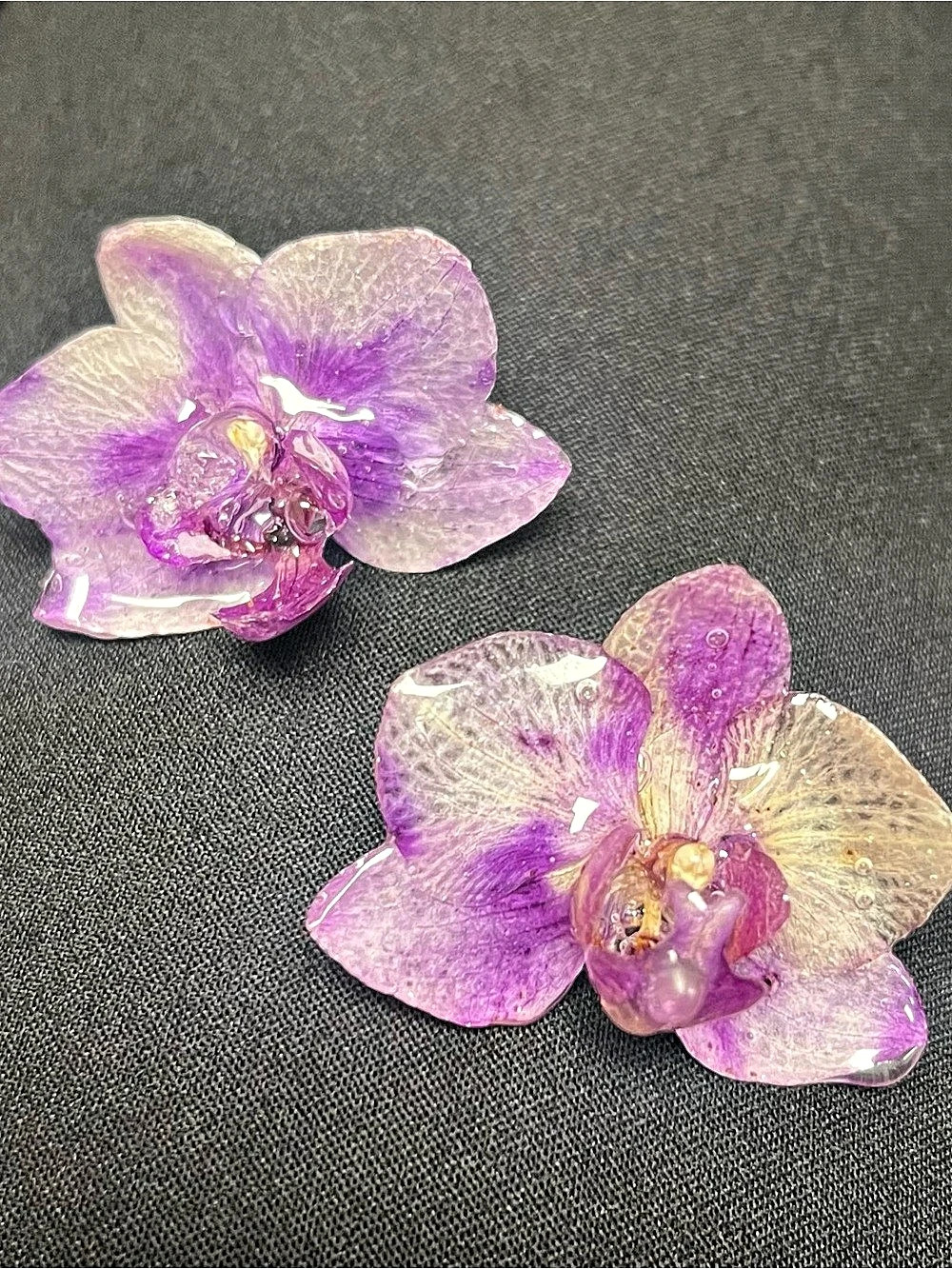 Purple & Clear Floral Flower Earrings Set